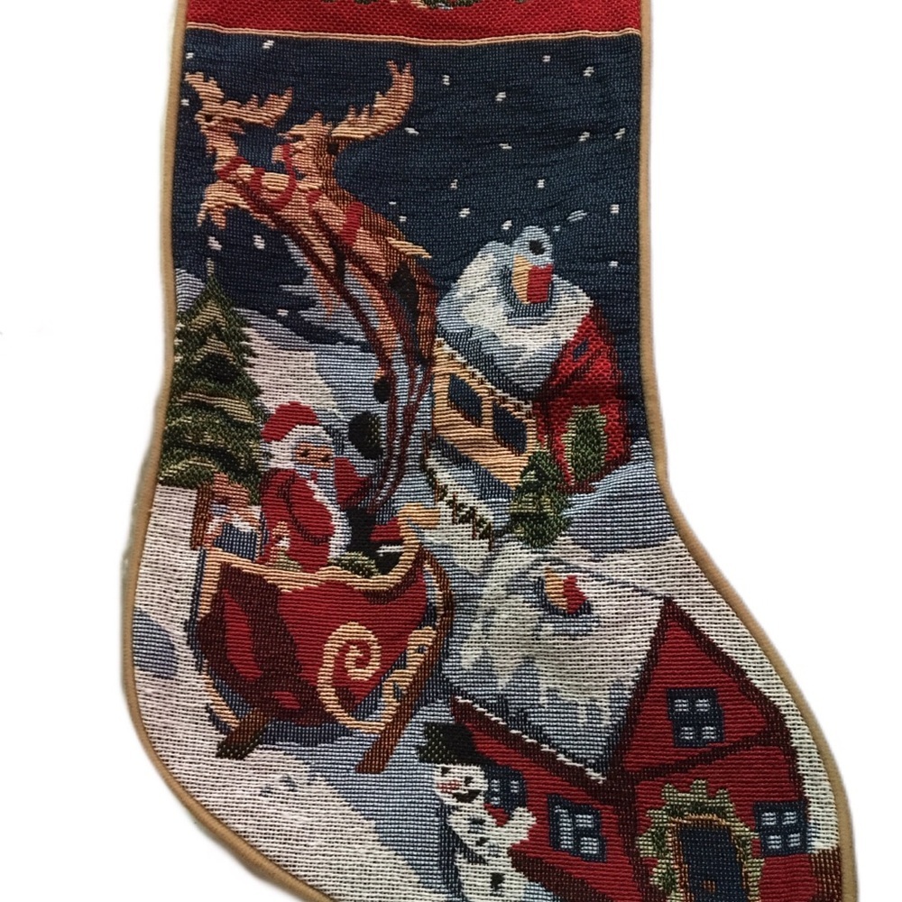Festive Christmas Stocking with Santa and Reindeer
